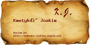 Kmetykó Joakim névjegykártya